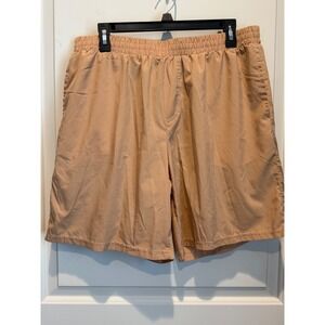 Simply Southern Mens XL Performance Shorts Tan with Blue Fish Liner Casual